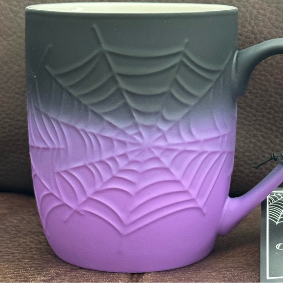 Purple and Black Spider Web Soft Touch Halloween Mug - Cobwebs and Cauldrons - Picture 2 of 9